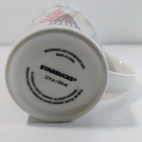 Starbucks Christmas Coffee Mug Holiday Cup Abstract Geometric Forest Trees - Picture 6 of 11